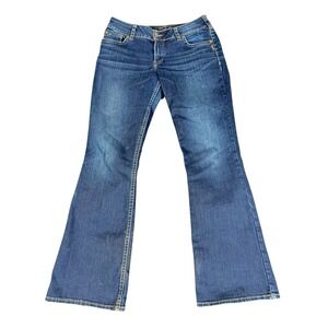 Silver Suki Distressed Stretch Western‎ Boot Cut Flare Blue Jeans 31x32 Cowboy